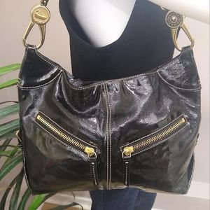Dooney & Bourke,INC Black Patent Leather Hobo Shoulder Bag